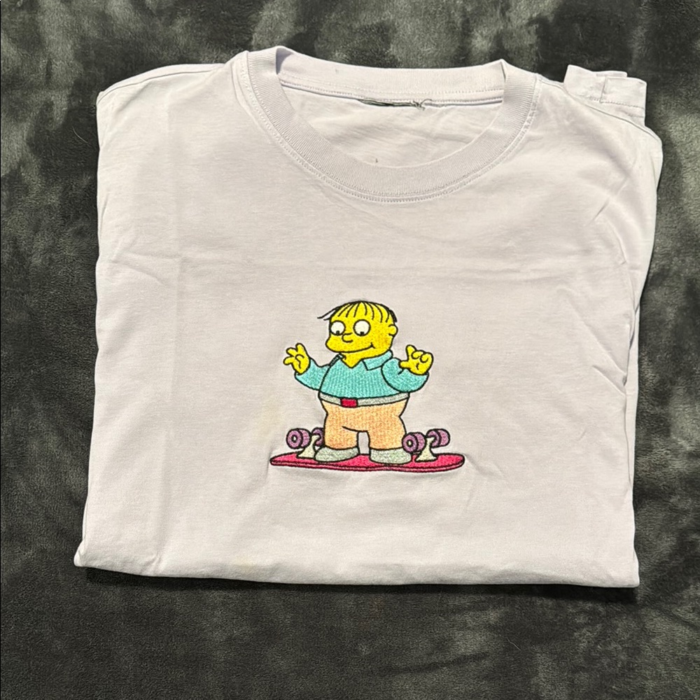 Lavender T-Shirt with Simpsons Embroidery